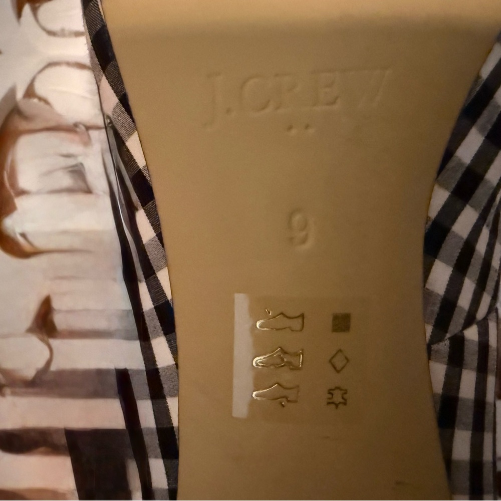 J. Crew Black and White 3inch Gingham Heels - Picture 4 of 5